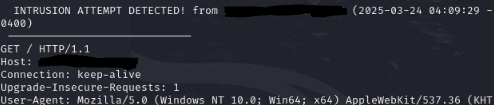 Honeypot simulation terminal output screenshot 3